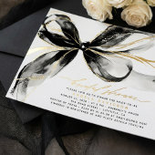 Black Bow Elegant Romantic Modern Bridal Shower 箔招待状