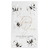 Black Bow Elegant Whimsical Thank You スモールペーパーバッグ (正面)