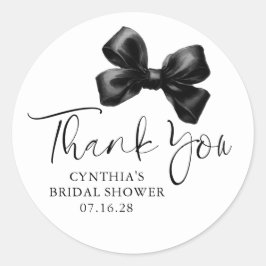 Black Bow Favors Bridal Shower Thank You ラウンドシール
