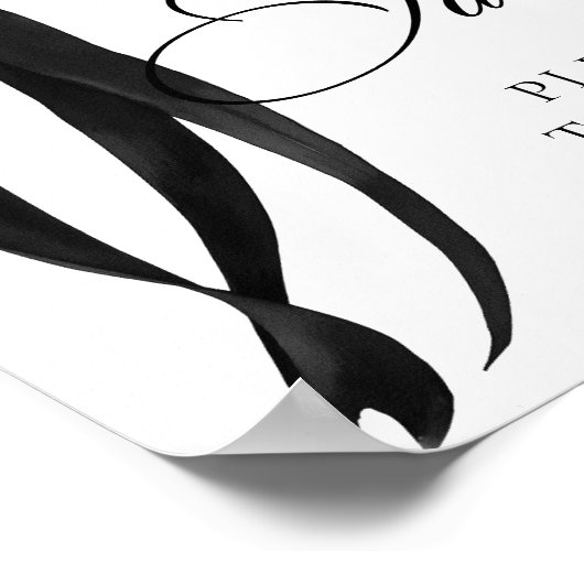 Black Bow Favors Table Sign Poster ポスター (角)