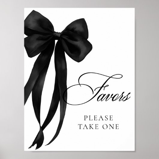 Black Bow Favors Table Sign Poster ポスター (正面)