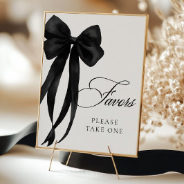 Black Bow Favors Table Sign Poster ポスター