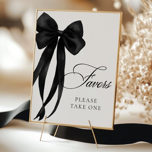 Black Bow Favors Table Sign Poster ポスター