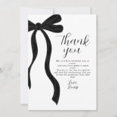 Black Bow First Birthday Coquette Thank You Card サンキューカード (正面)