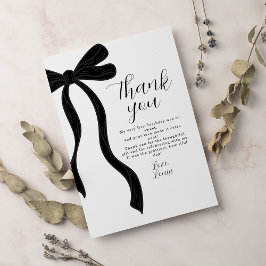 Black Bow First Birthday Coquette Thank You Card サンキューカード
