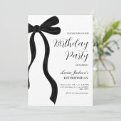 Black Bow First Birthday Party Invitation 招待状 (スタンド正面)