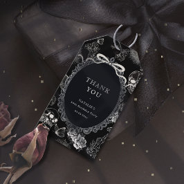 Black Bow Floral Skull RIP 20s 30th Birthday Party ギフトタグ