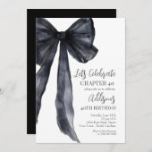 Black Bow Forty 40th Birthday Party Invitation 招待状 (正面/裏面)
