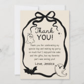 Black bow Ghost Halloween Thank you card サンキューカード (正面)