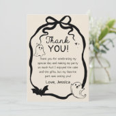 Black bow Ghost Halloween Thank you card サンキューカード (スタンド正面)