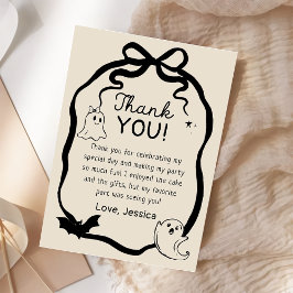 Black bow Ghost Halloween Thank you card サンキューカード
