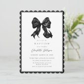 Black Bow Girl Baptism Invitation 招待状 (スタンド正面)