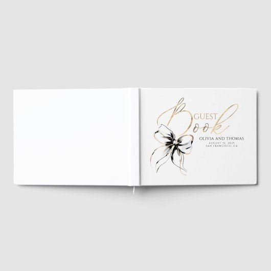 Black Bow Gold Script Guest Book ゲストブック (全面)
