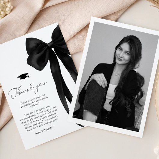 Black Bow Graduation サンキューカード