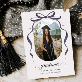 Black Bow Graduation Open House Party Invitation 招待状