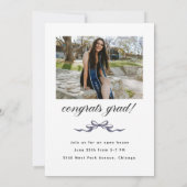 Black Bow Graduation Open House Party Invitation 招待状 (裏面)