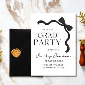 Black Bow Graduation Party Elegant Modern Grad  招待状