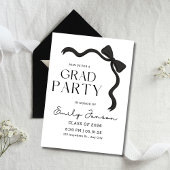 Black Bow Graduation Party Elegant Modern Grad 招待状