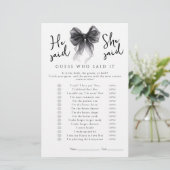 Black Bow He said She said Bridal Shower Game (スタンド正面)