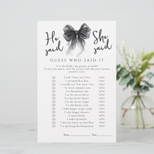 Black Bow He said She said Bridal Shower Game (スタンド正面)