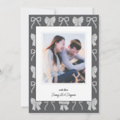 Black Bow Horse Chinese New Year Photo シーズンカード (裏面)