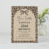 Black Bow Leopard Cheetah Birthday Invitation 招待状 (スタンド正面)