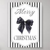 Black Bow Merry Christmas Wall Art ポスター (正面)
