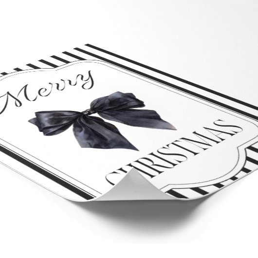 Black Bow Merry Christmas Wall Art ポスター (角)