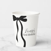 Black Bow Minimalist 1st Birthday Party 紙コップ (裏面)