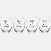 Black Bow Minimalist Simple Bridesmaid Proposal ステムなしワイングラス (正面)