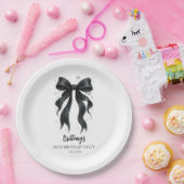Black Bow Modern 30th Birthday  ペーパープレート (パーティー)