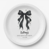Black Bow Modern 30th Birthday  ペーパープレート (正面)