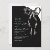  Black Bow Modern and Classic Wedding 招待状 (正面)