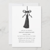 Black Bow Modern College Graduation Party 招待状 (正面)