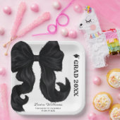 Black Bow Modern Graduation  ペーパープレート (パーティー)