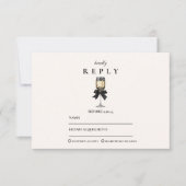 Black Bow Pearl Champagne Graduation 出欠カード (正面)