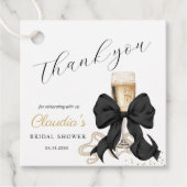 Black Bow & Pearls Bridal Shower Thank you  フェイバータグ (正面)