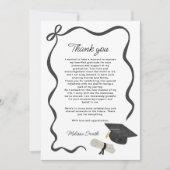 Black Bow Photo Graduation サンキューカード (正面)