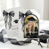 Black Bow Photo Graduation 招待状