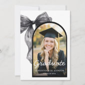 Black Bow Photo Graduation 招待状 (正面)