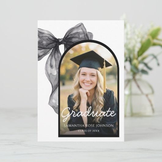 Black Bow Photo Graduation 招待状 (スタンド正面)
