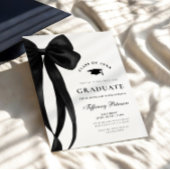 Black Bow Photo Graduation Invitation 招待状