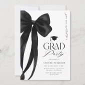 Black Bow Photo Graduation Invitation 招待状 (正面)
