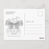 Black Bow Photo Graduation Party Invitation ポストカード (裏面)