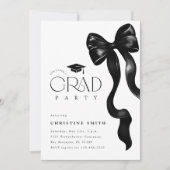 Black Bow Photo Graduation Party Invitation 招待状 (正面)