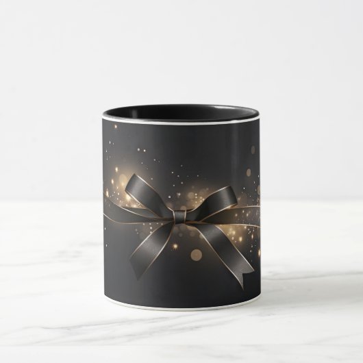 Black Bow & Ribbon Ceramic Mug マグカップ (中央)