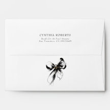 Black Bow Romantic Elegant Chic Return Address