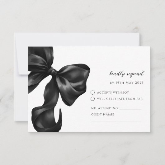 Black Bow RSVP Response Card (正面)