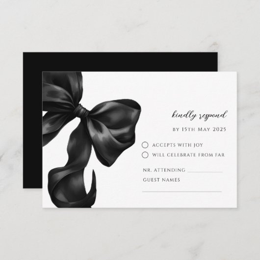 Black Bow RSVP Response Card (正面/裏面)