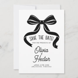 Black Bow Save the Date Modern Wedding 招待状
